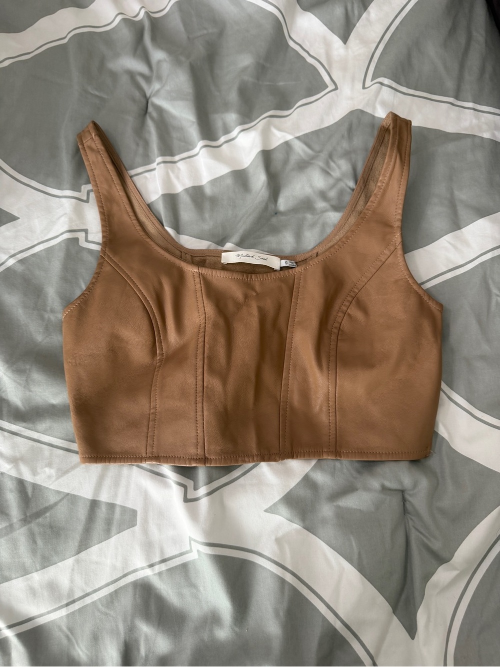 Structured Cropped Tank Top in Camel Brown